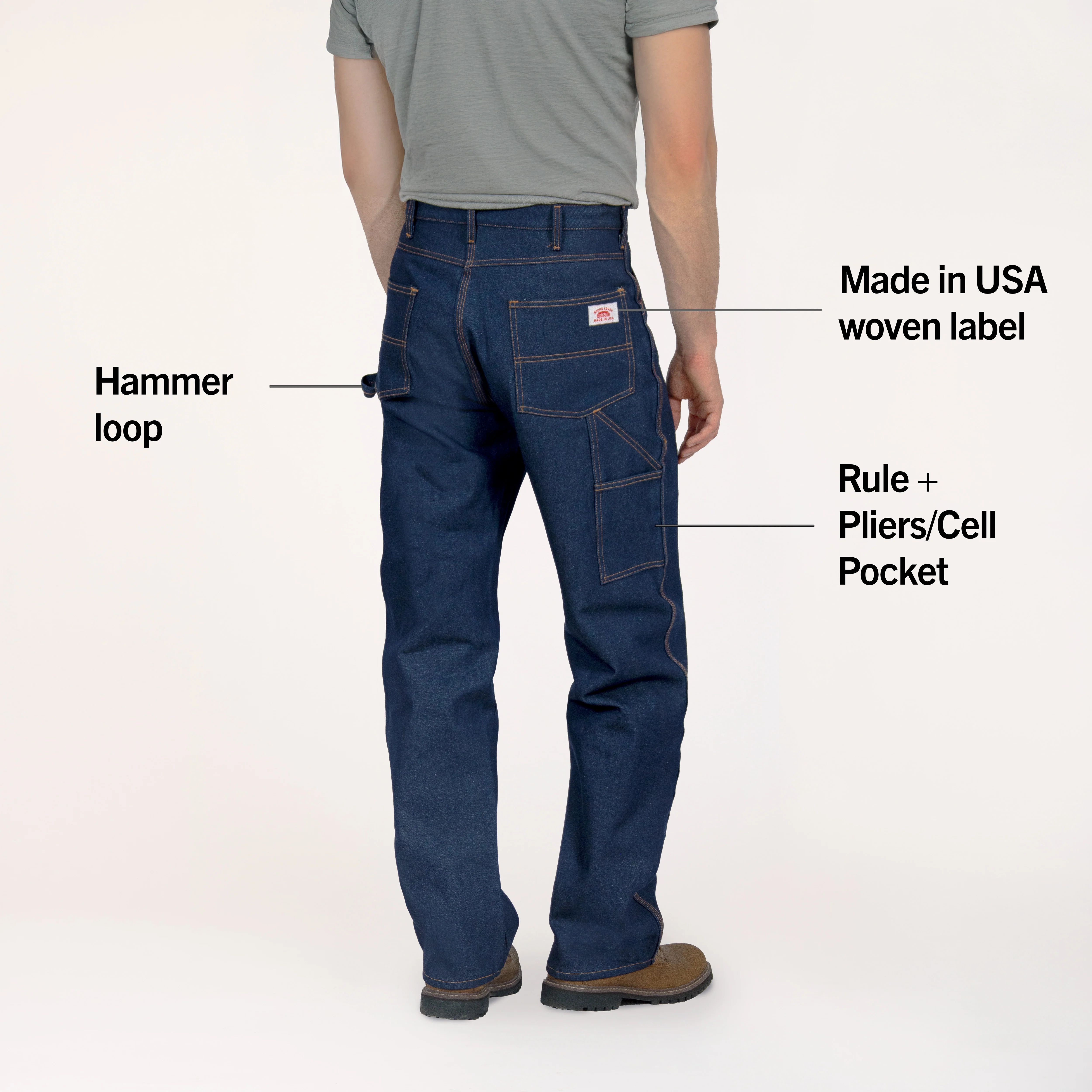 #101 Made in USA Classic Raw Unwashed Pure 5 Pocket Carpenter Dungaree Jean- Rigid - Image 4