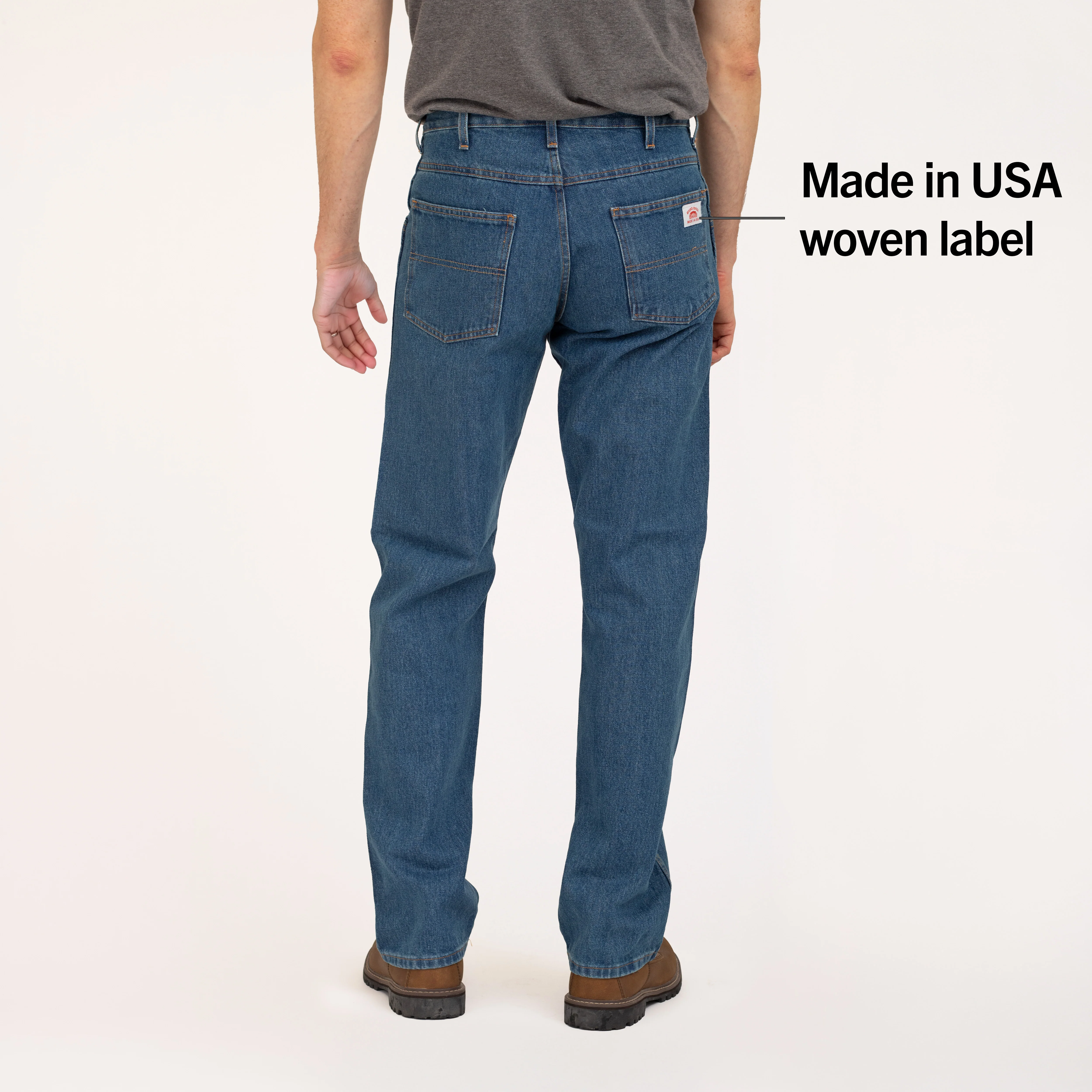 #103 Made in USA 14 oz. Dark Stone Washed RELAXED FIT Everyday 5 Pocket Jean - Image 4