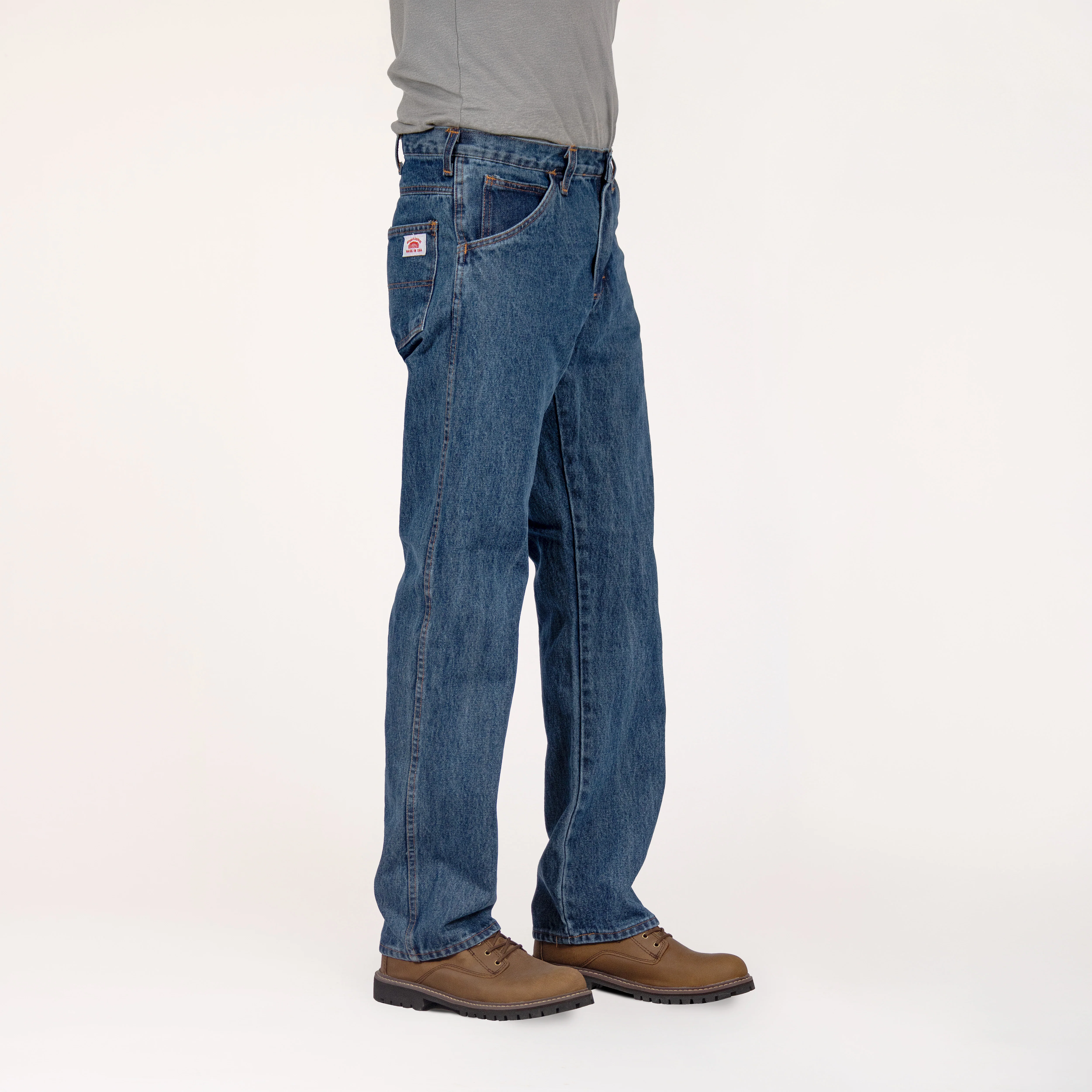 #103 Made in USA 14 oz. Dark Stone Washed RELAXED FIT Everyday 5 Pocket Jean - Image 5