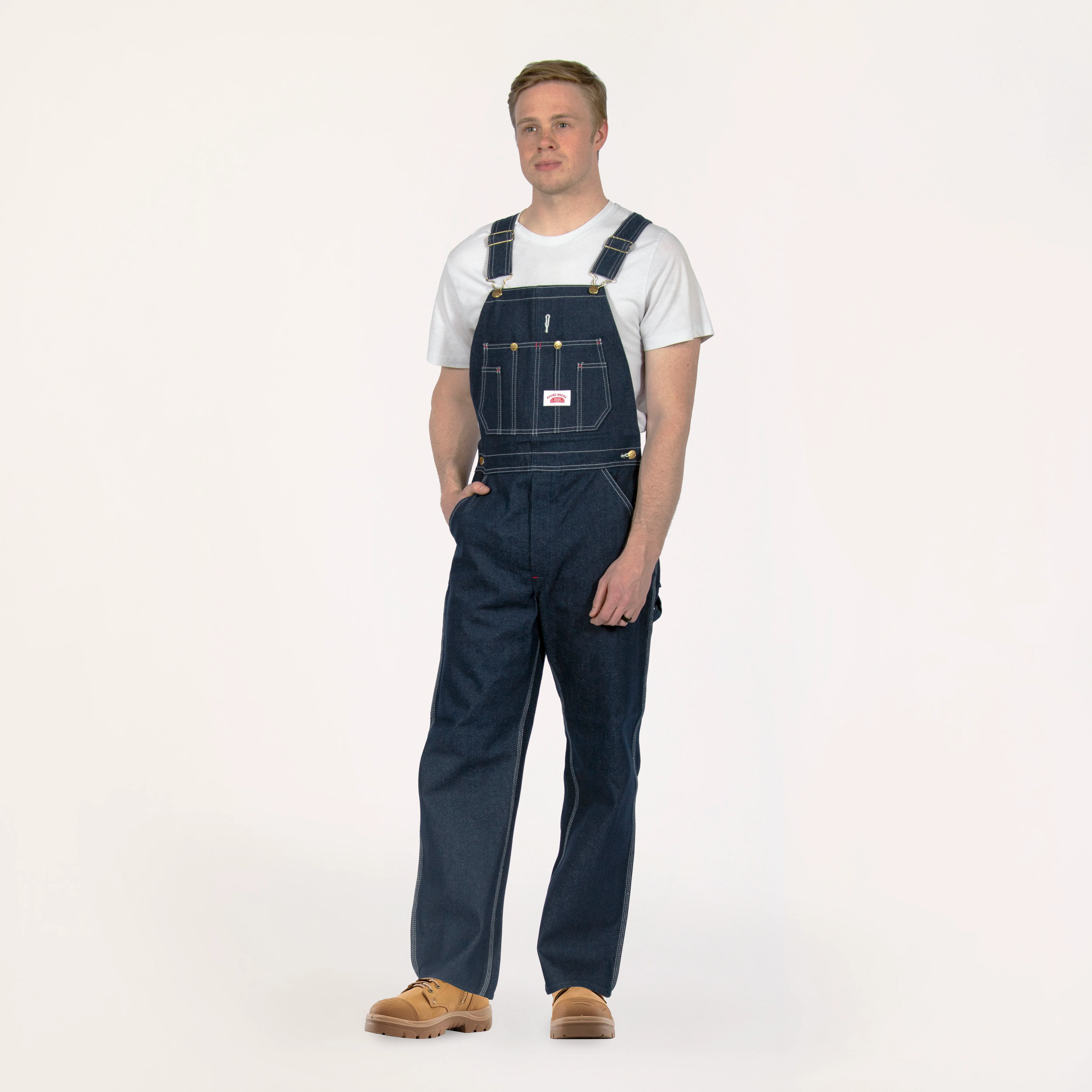 #907 Low Back Blue Denim Bib Overalls - Image 3