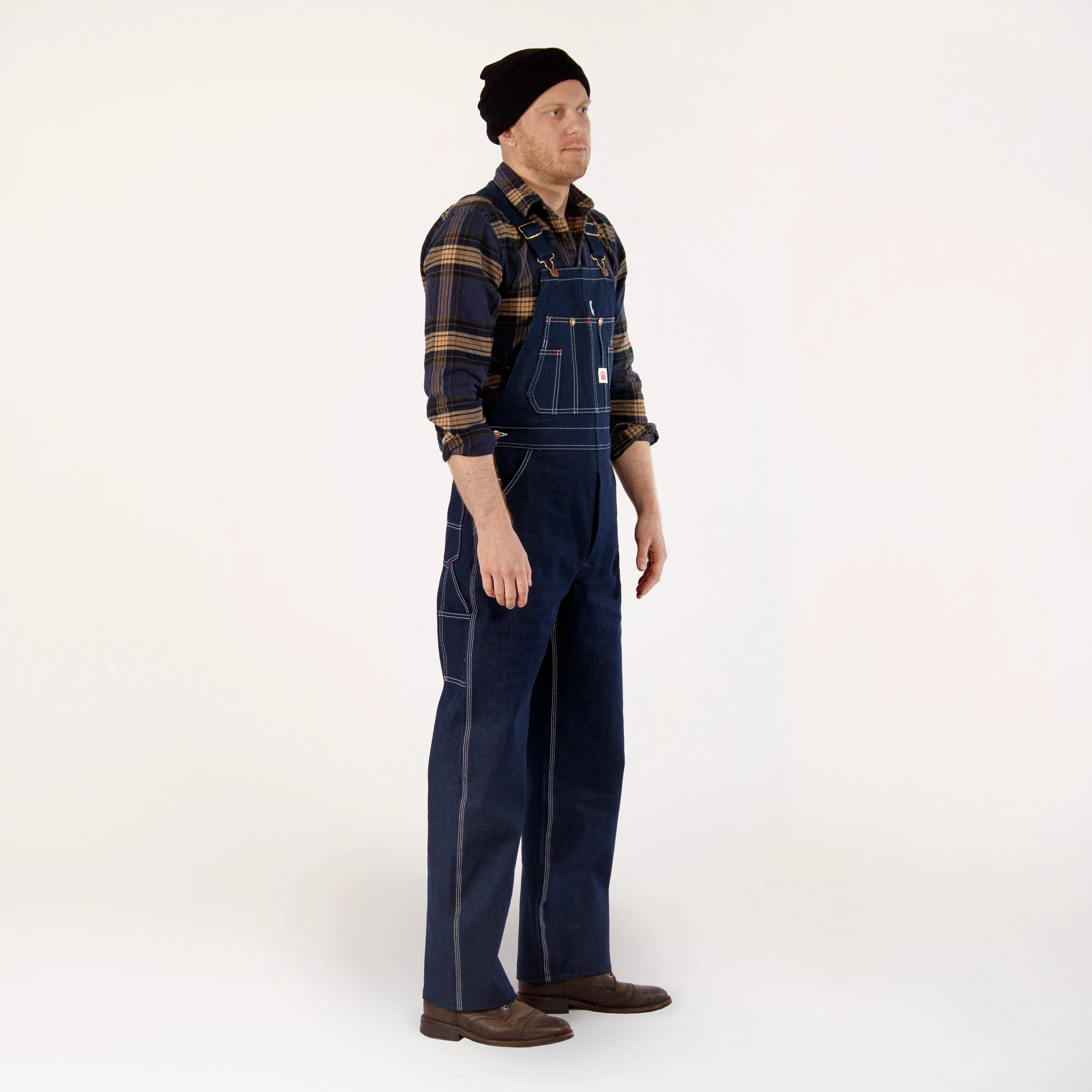 #907 Low Back Blue Denim Bib Overalls - Image 5