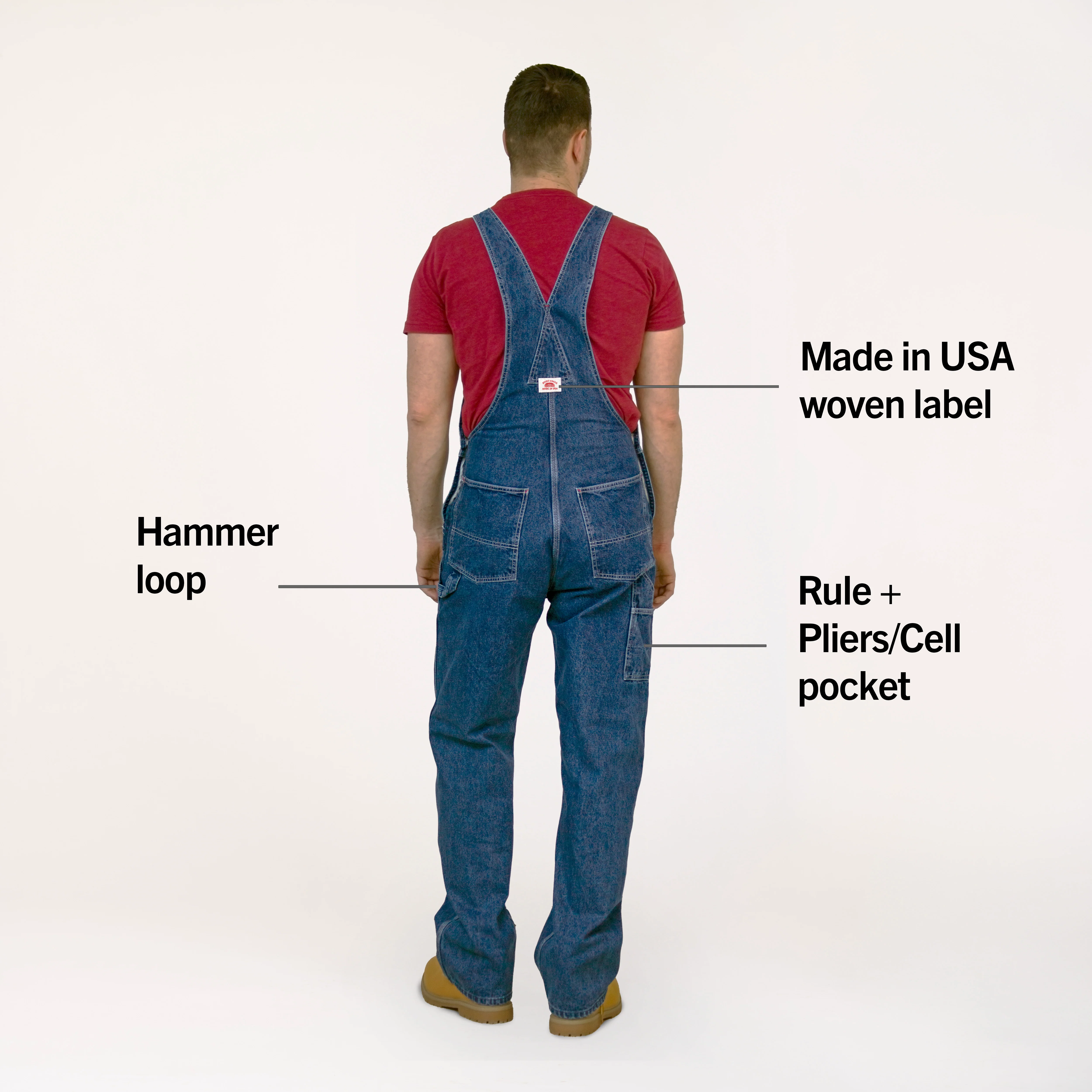 #699 Made in USA Stone Washed Blue Denim Overalls - Image 4