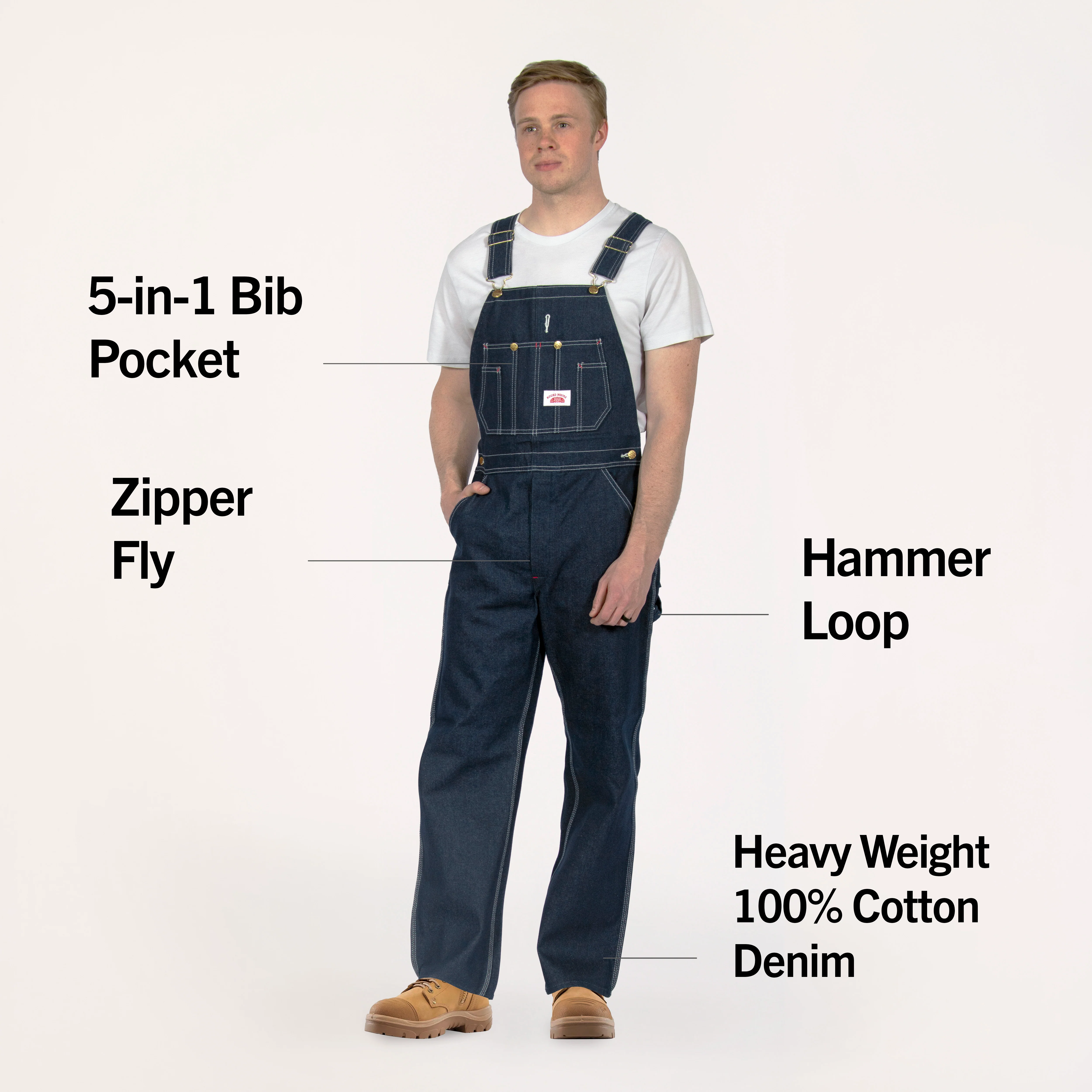 #907 Low Back Blue Denim Bib Overalls - Image 4