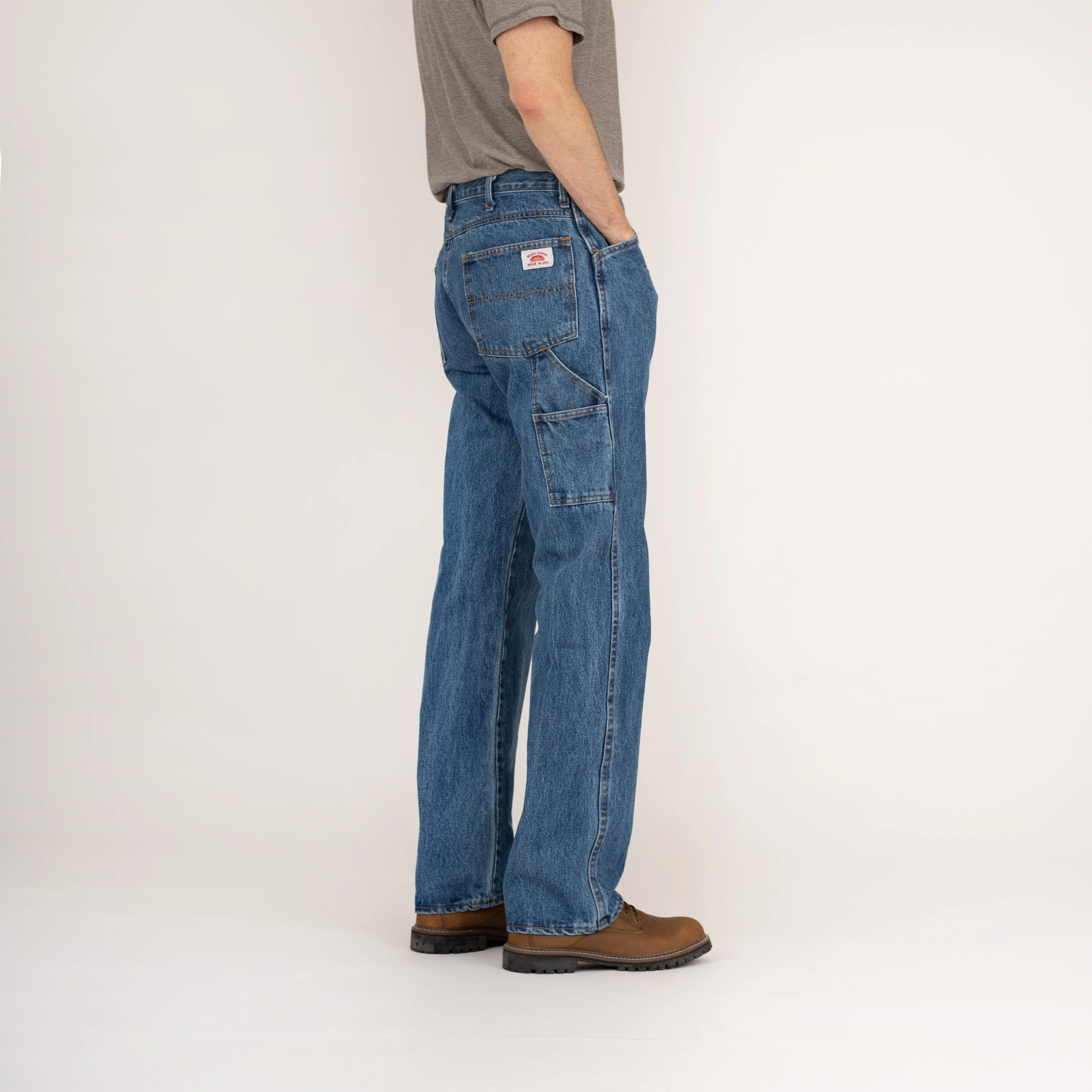#1010 Made in USA 14 oz. Dark Stone Washed Carpenter Dungaree Jean - Image 5