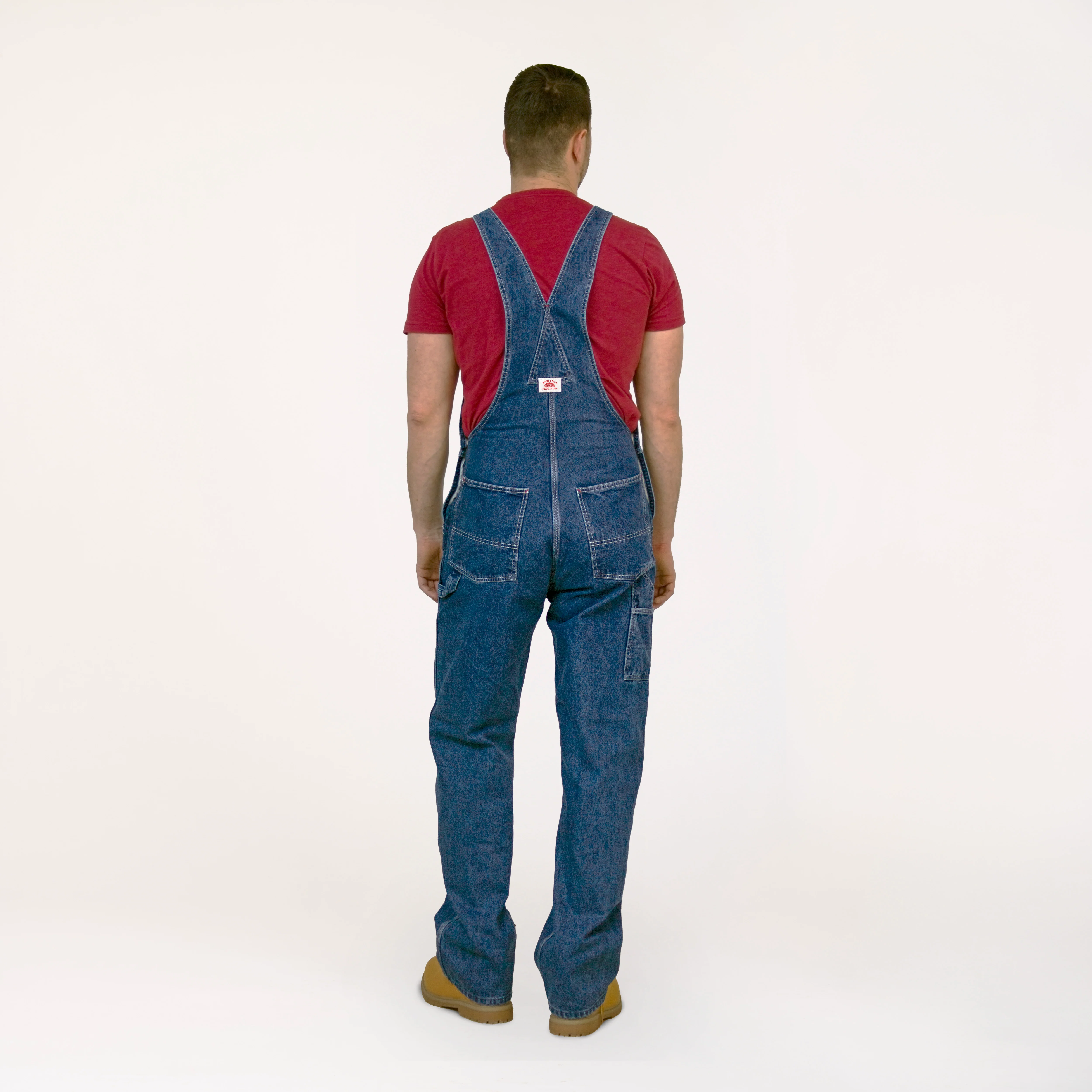 #699 Made in USA Stone Washed Blue Denim Overalls - Image 3
